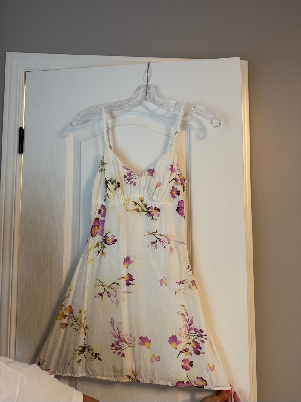 Princess Polly White Mini Dress with Purple & Yellow Floral Print